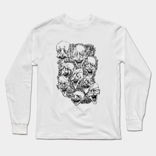 Multiple faces #1 - Psychedelic Ink Drawing with Art Style Long Sleeve T-Shirt